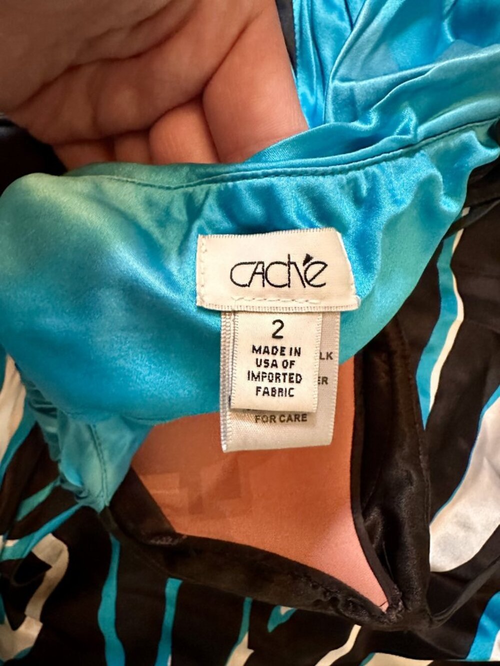 Cache - Black & Turquoise Zebra Print Y2K Formal Dress - Perfect Condition! - Picture 6 of 6